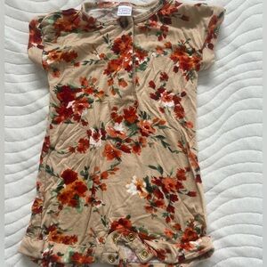Lou Lou & Company Floral Bodysuit - Tan and Red